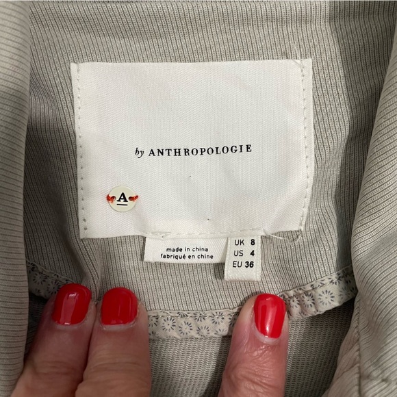 Anthropologie Short Trench Style Tan/Khaki Jacket w/ Belt Size 4 - Picture 2 of 8